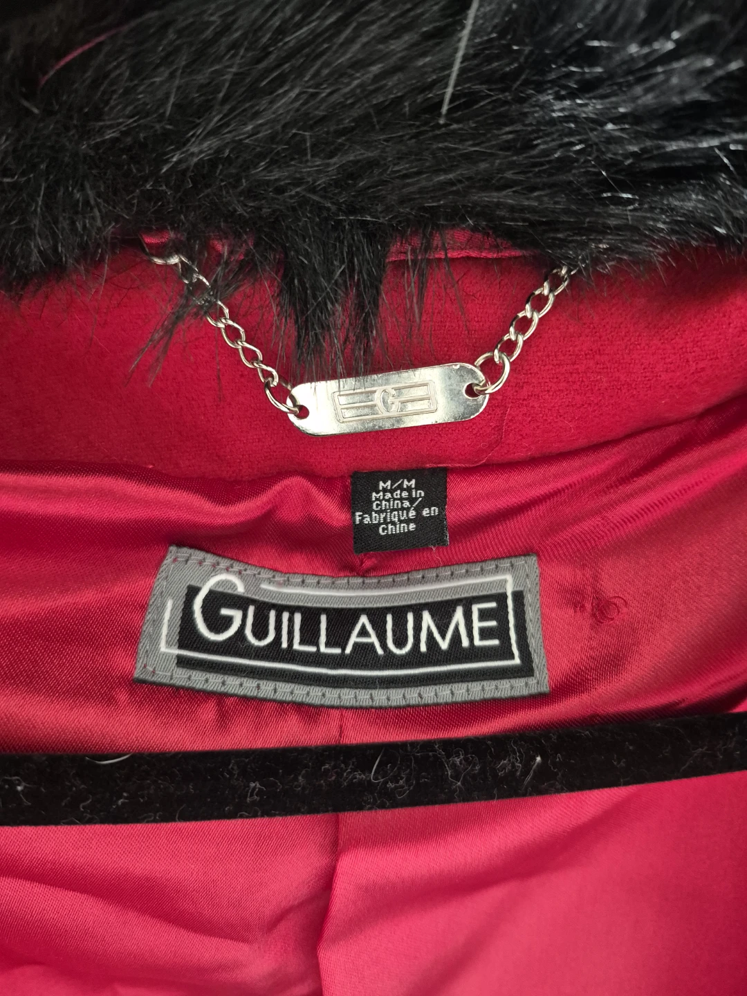 Guillaume Red Cape Coat with Faux Fur Collar - photo 3