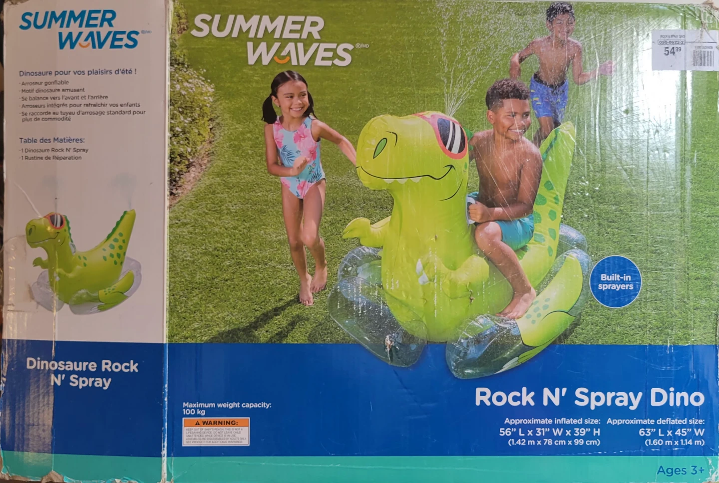 Summer Waves Rock N' Spray Dino Inflatable Pool Float - photo 2