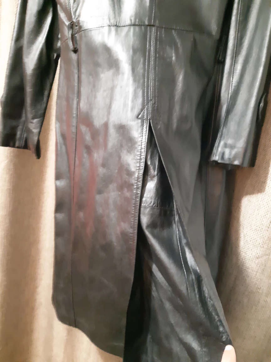 Black Leather Trench Coat - photo 5
