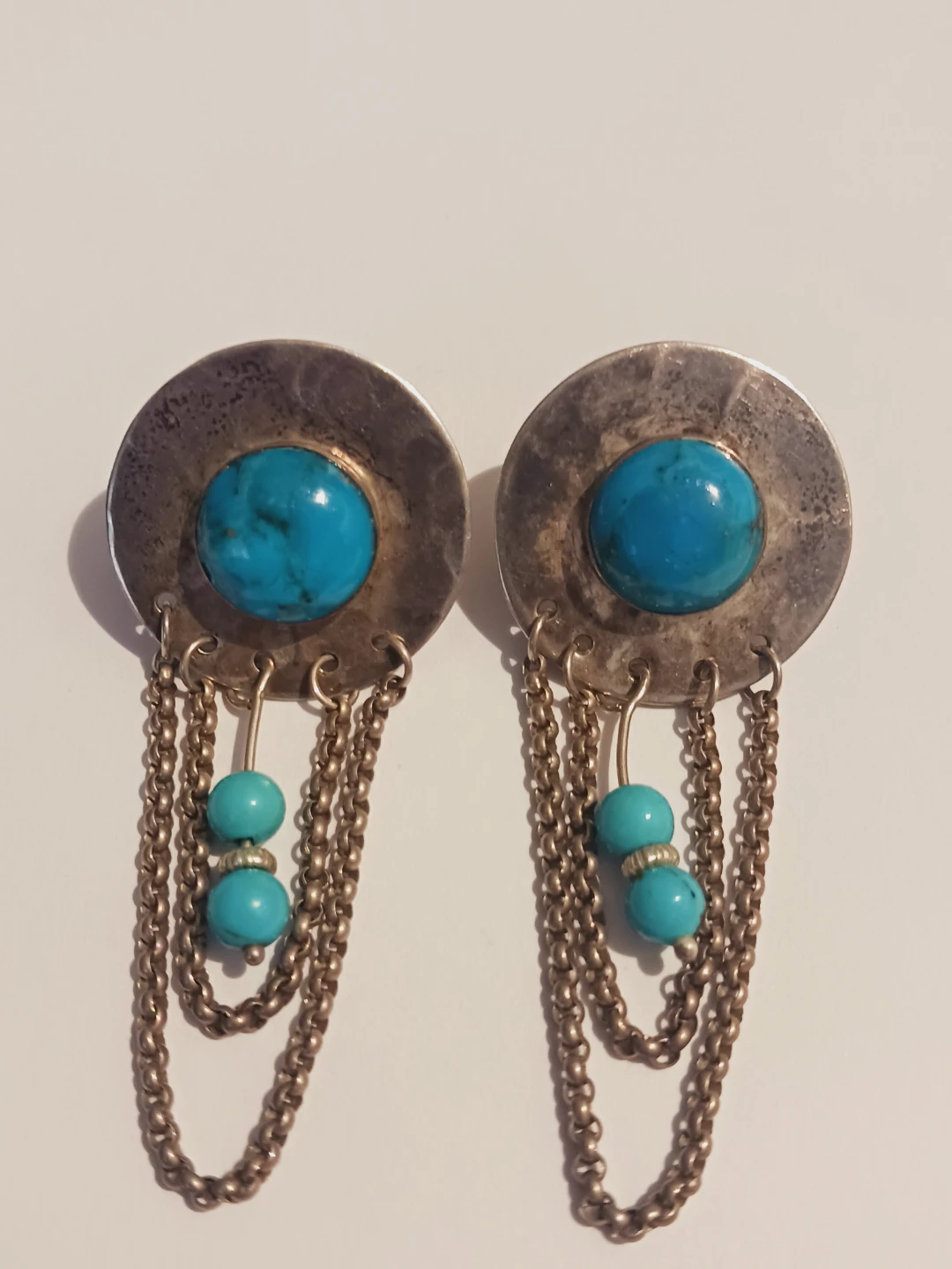 RAC 925 Brutalist Designer Signed Sterling925 Turquoise Earrings