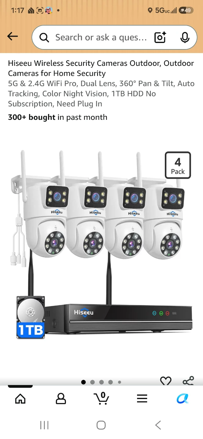 Hiseeu Wireless Security Cameras Outdoor 4 Pack with 1TB HDD