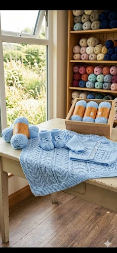 Vintage Baycrest Courtney 11 x 50g light baby blue yarn - photo 2