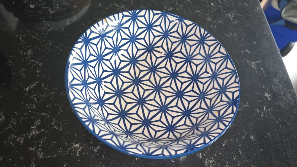 Blue Geometric Pattern Ceramic Bowl