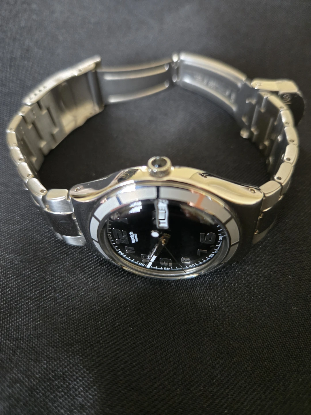 Swatch Watch - Silver Tone Metal Band, Black Dial - photo 3