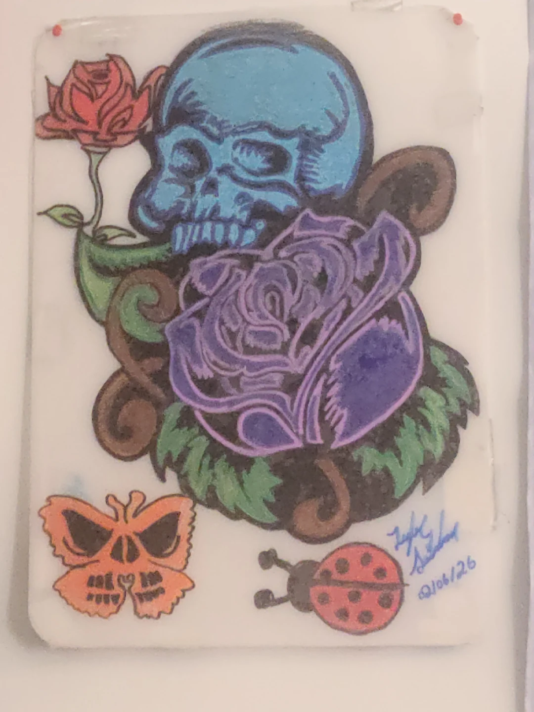 Skull and Roses Tattoo Flash Sheet - photo 2