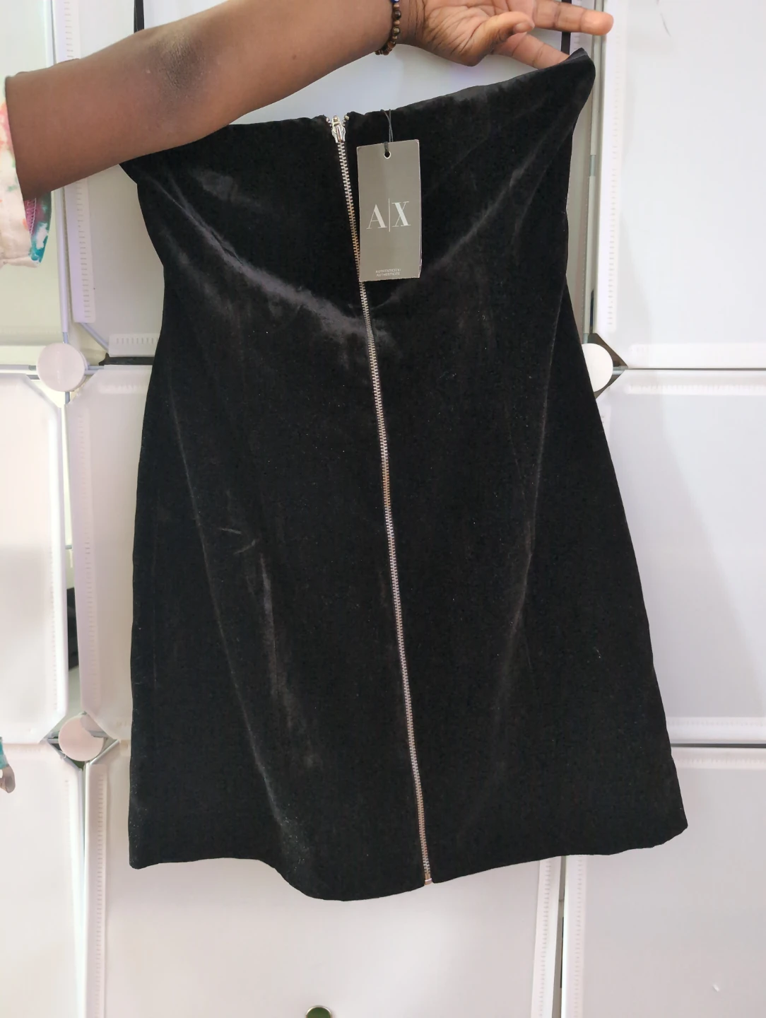 AX Armani Exchange Black Velvet Mini Dress