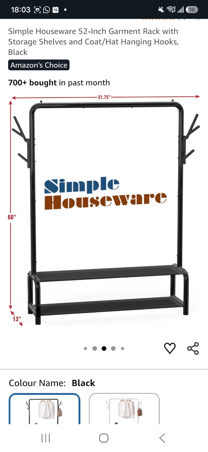 Simple Houseware Garment Rack with Shelves and Hooks - photo 2