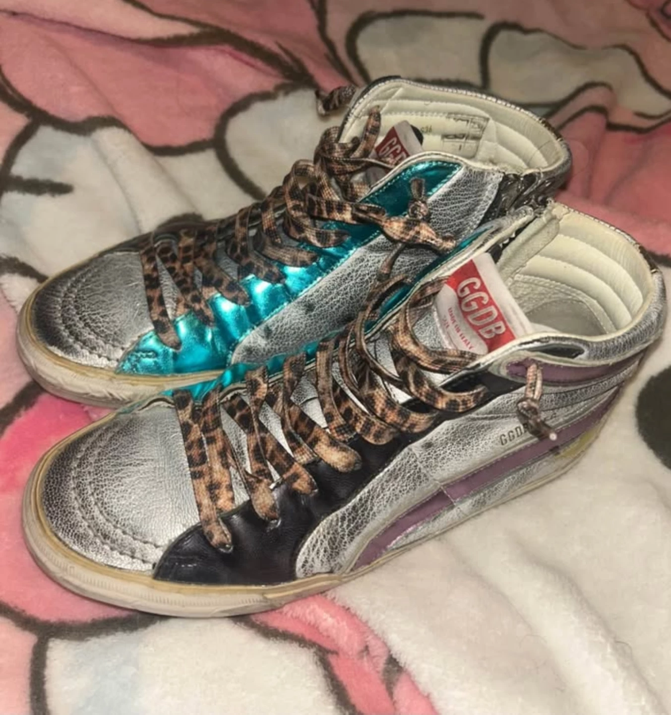 Golden Goose GGDB Superstar High Top Metallic Sneakers US6