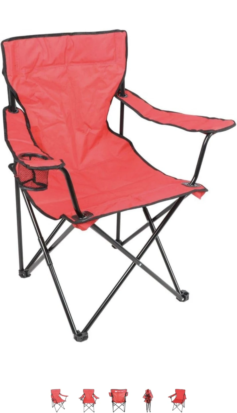 Red Folding Camping Chair with Cup Holder