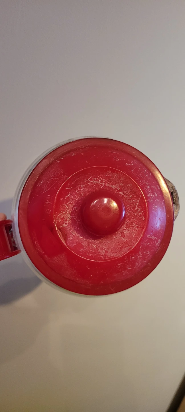 Glass Teapot with Red Lid (scratched lid) - photo 2