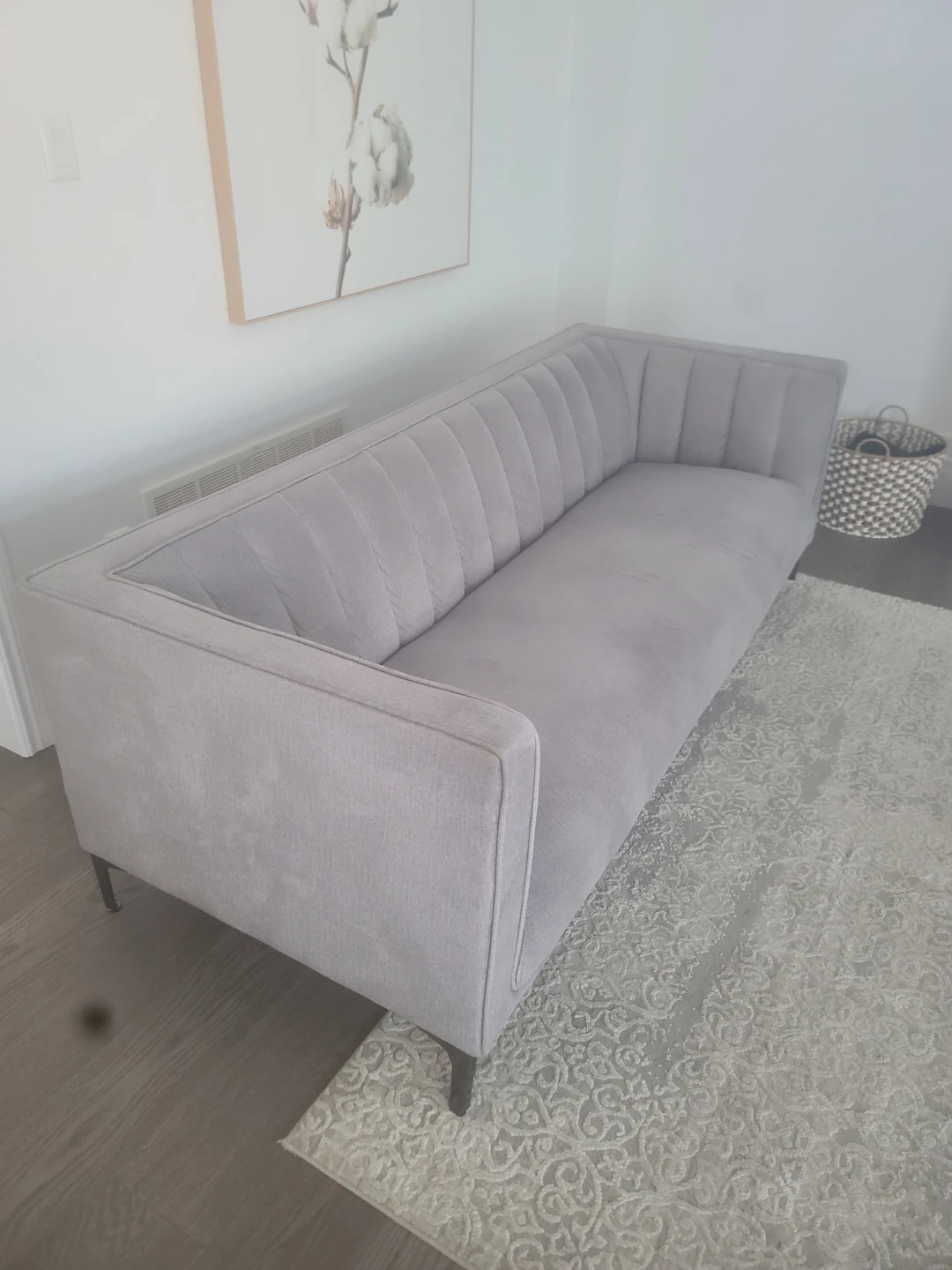 Leons Grey Velvet Sofa - photo 2