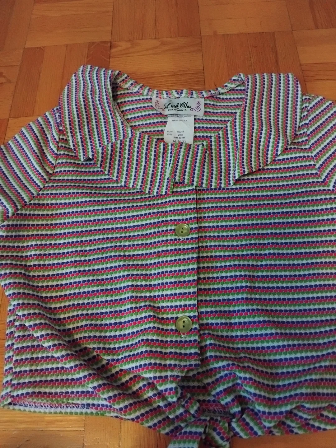 La Chic Button-Up Tie-Front Top
