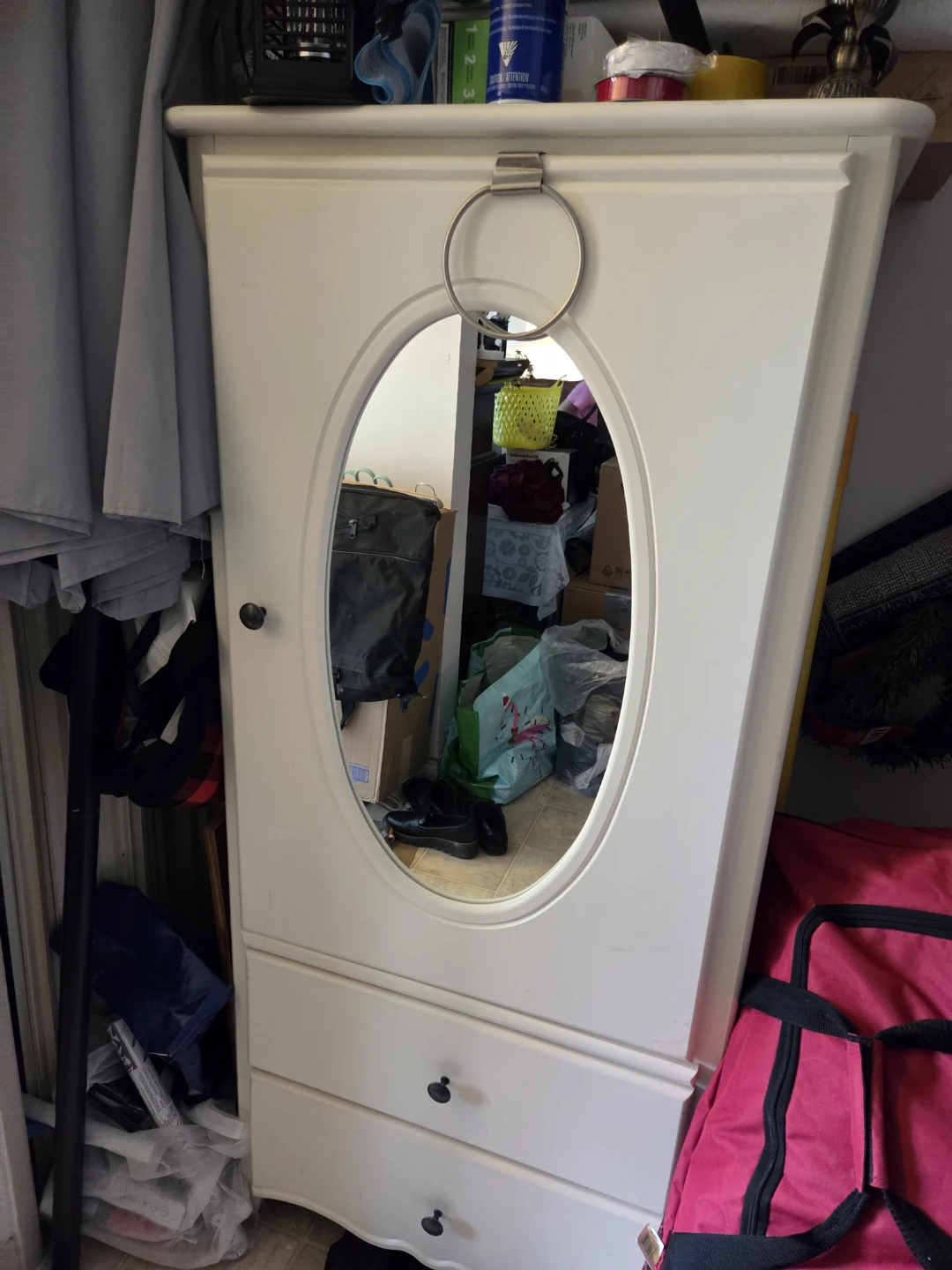 White Armoire with Mirror and Drawers