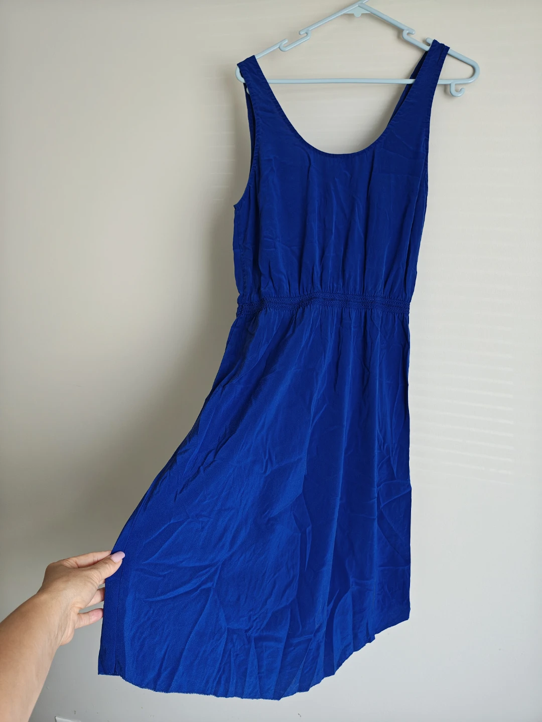 Wilfred silk Blue V-Neck Smocked Waist Dress