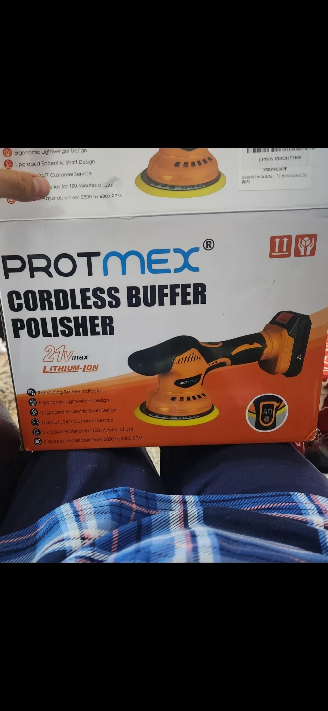 PROTMEX Cordless Buffer Polisher 21V Lithium-Ion