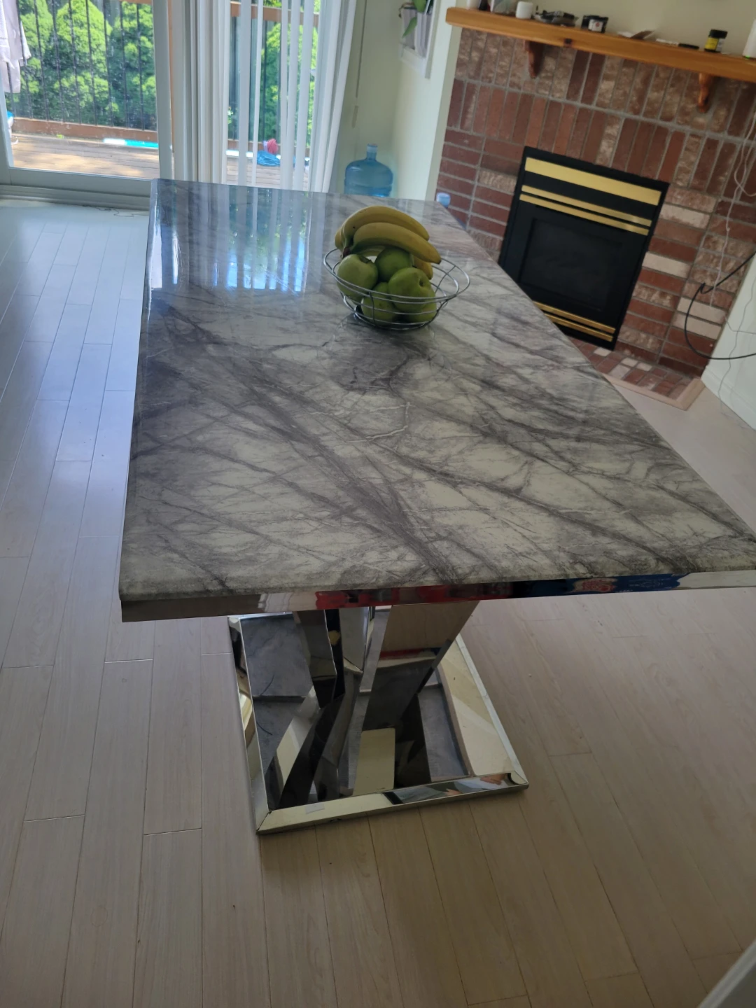 Marble Top Dining Table with Chrome Base