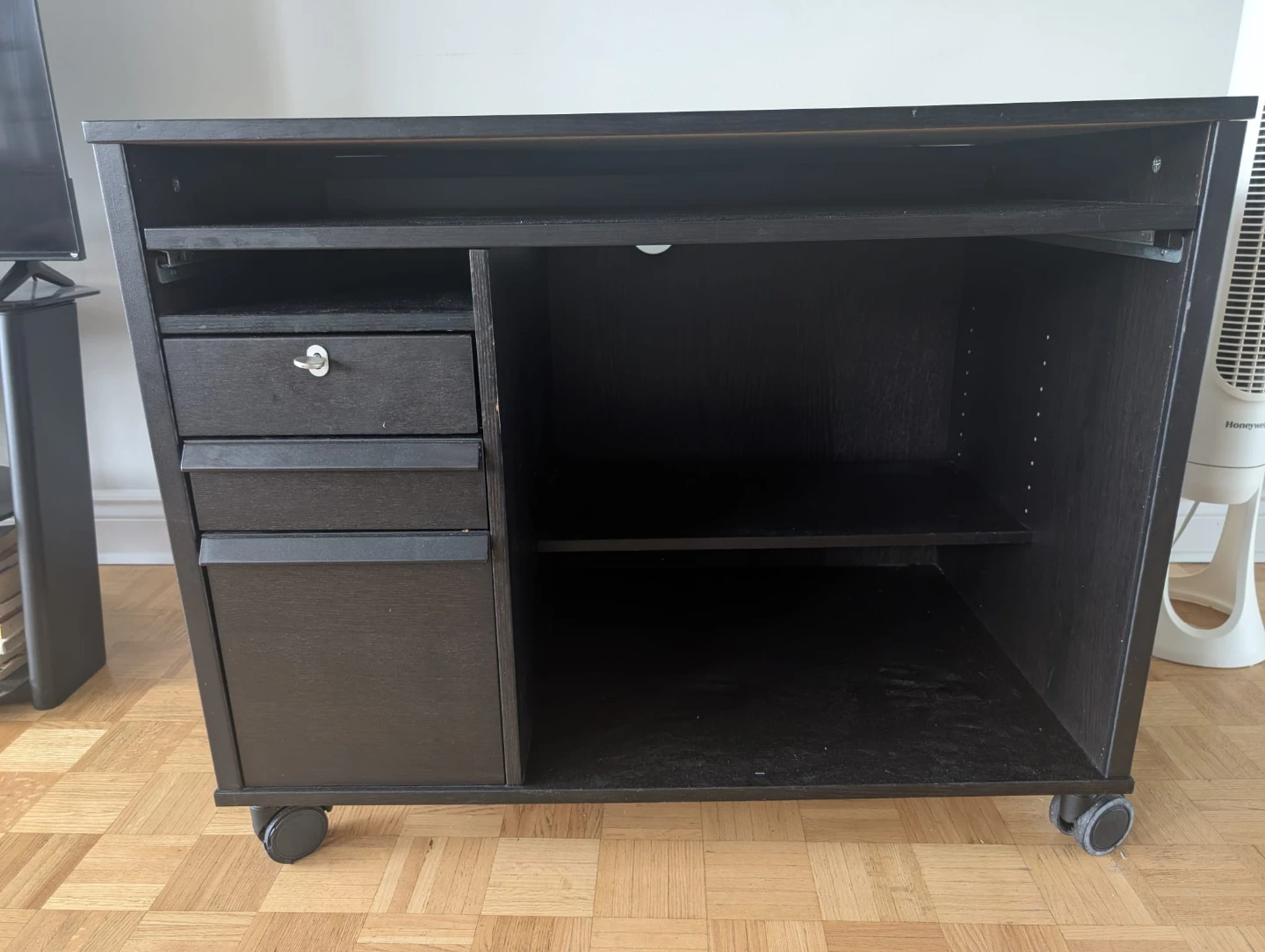 Dark Brown Computer Desk with Keyboard Tray and Drawers - photo 2
