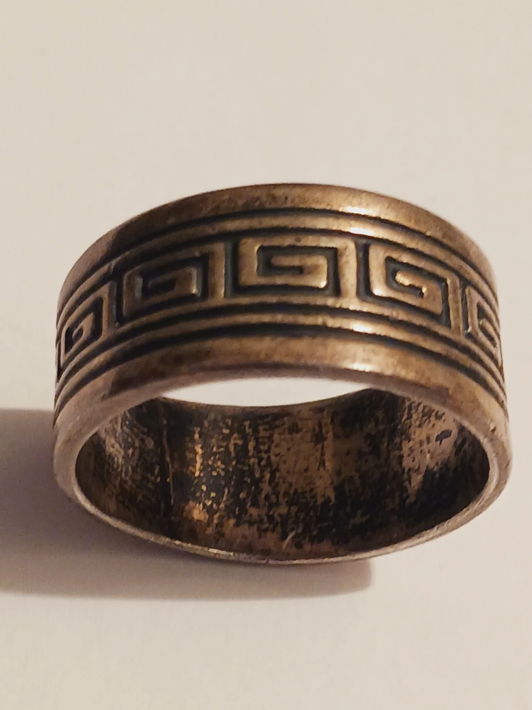 Sterling Silver 925 Men's Greek Key Pattern Ring. 10 - photo 2