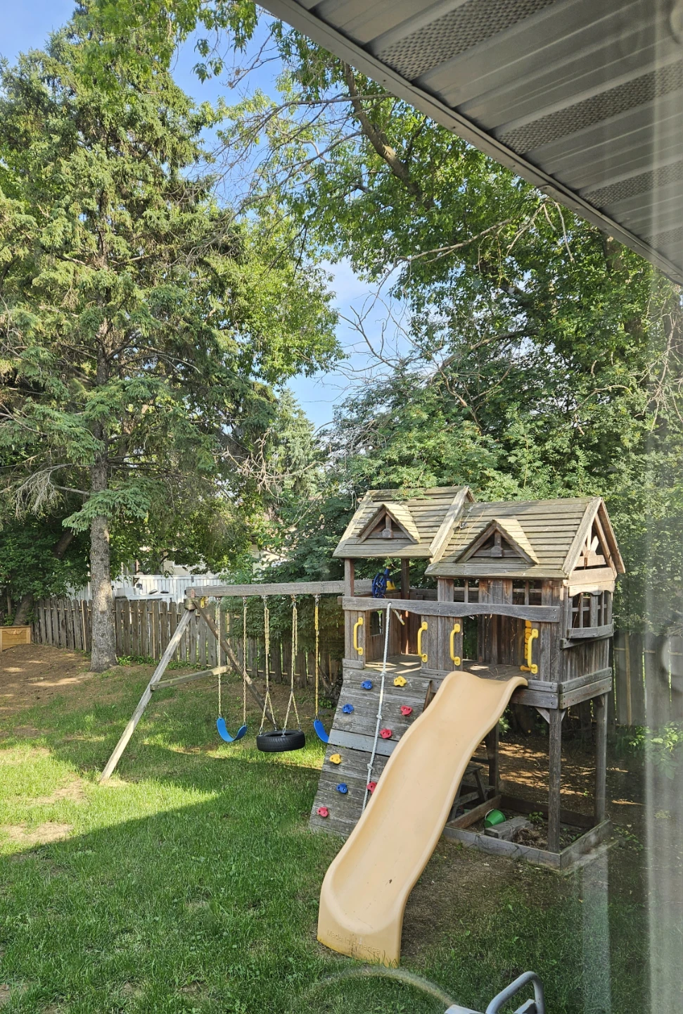 Wooden Backyard Playset with Swings and Slide