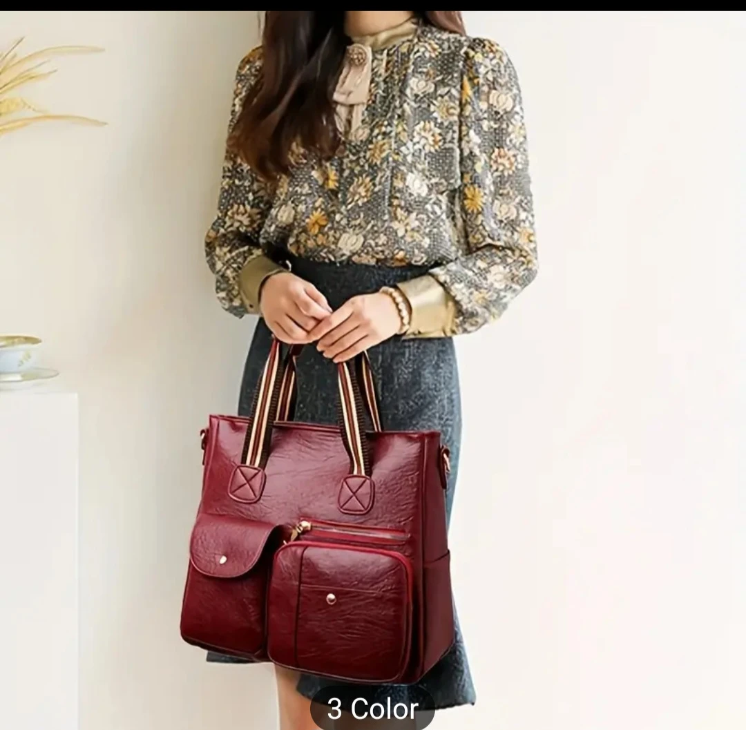Faux Leather Handbag Set with Matching Wallet - photo 4