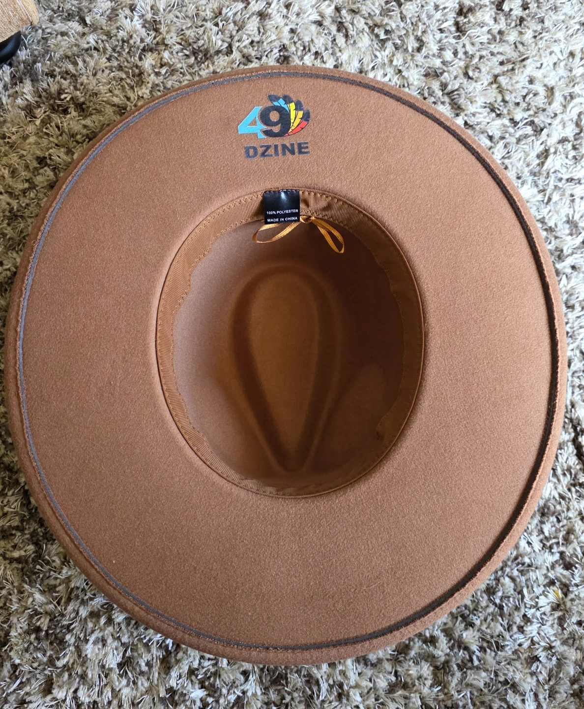 STAMPEDE**49DZINE camel Brown Wide Brim Hat with Floral Design - photo 4