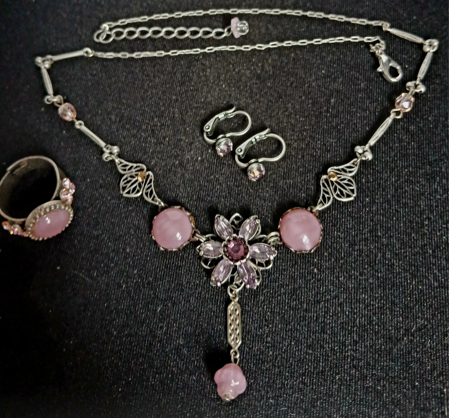 Pink Gemstone Necklace, Ring & Earrings Set - photo 2