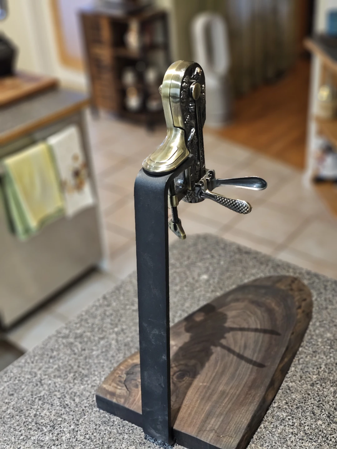 Dark walnut live edge Base wine opener - photo 2