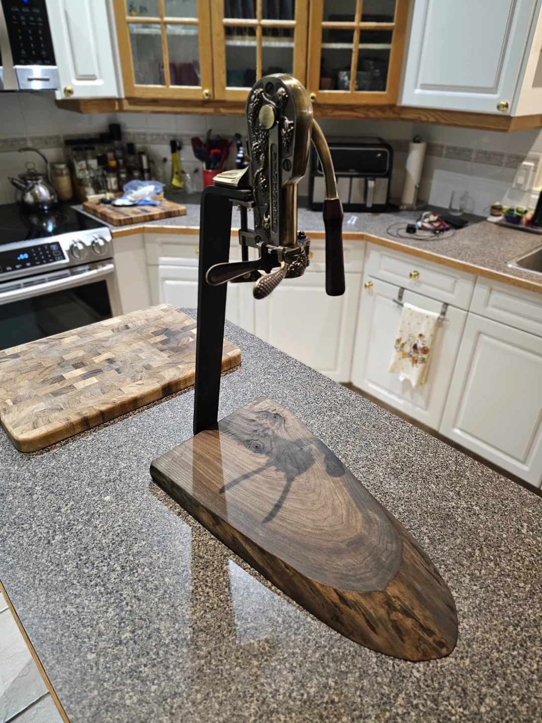 Dark walnut live edge Base wine opener - photo 5