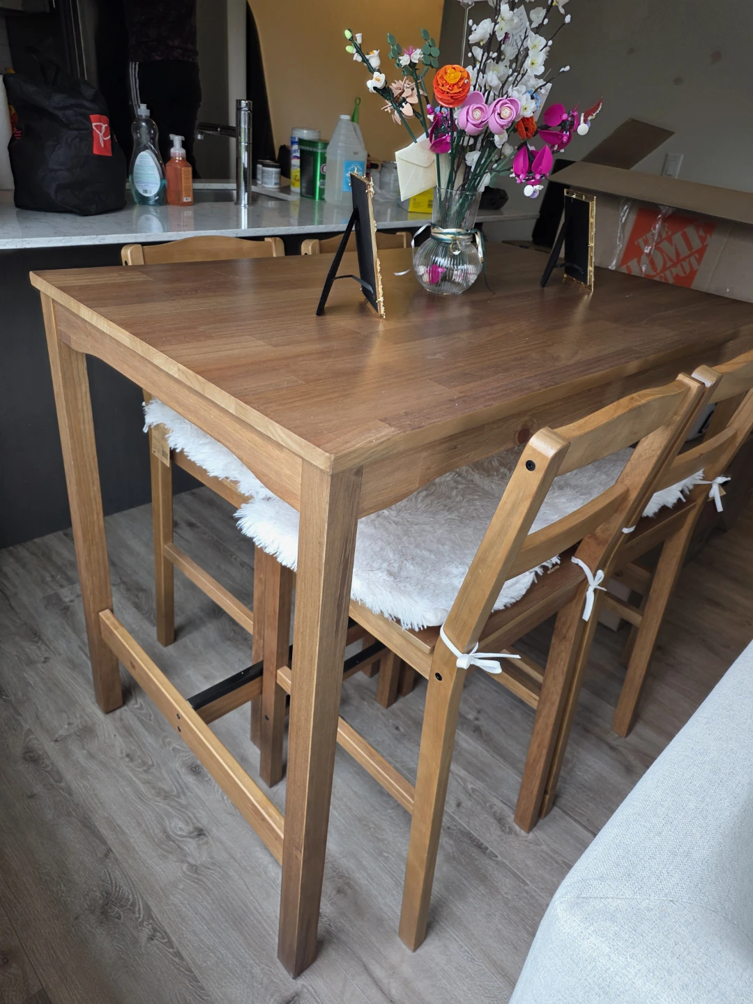 IKEA - HAGERNAS Wooden Counter Height Table with Chairs