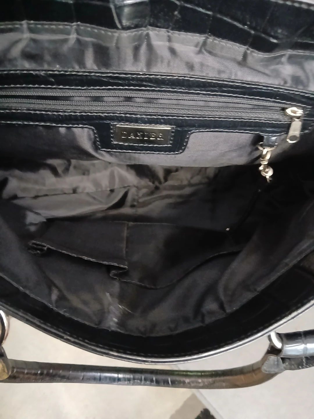 Black Crocodile-Embossed Handbag
