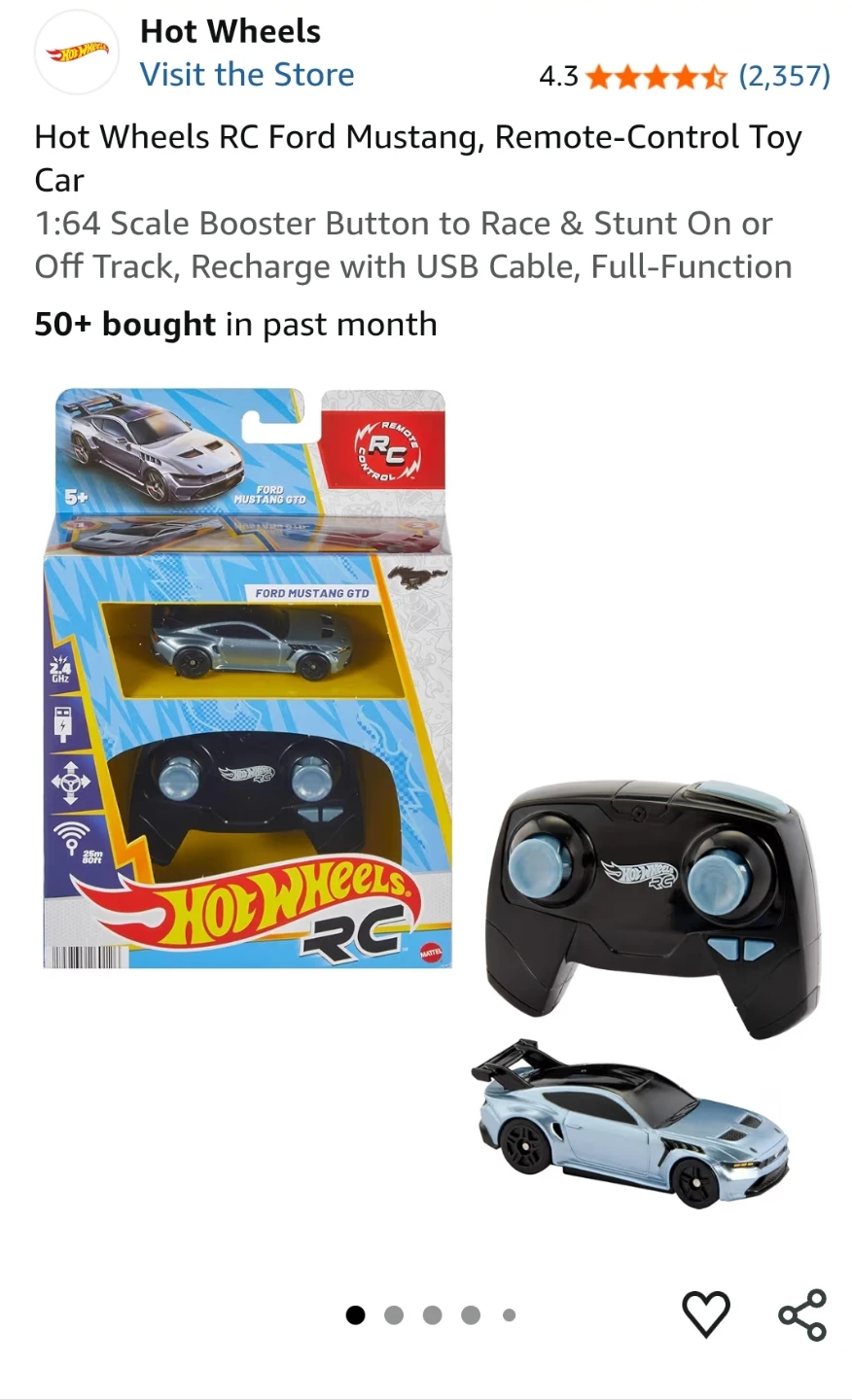 Hot Wheels RC Ford Mustang Remote-Control Toy Car