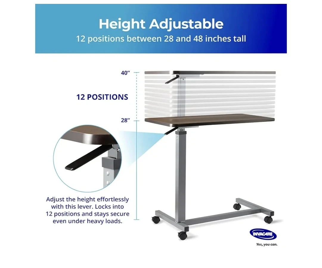 Invacare Adjustable Height Overbed Table - photo 2