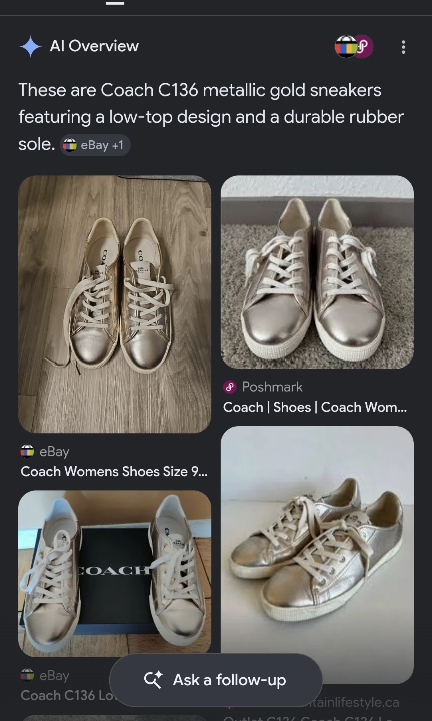 Coach C136 Metallic Gold Sneakers - Size 6