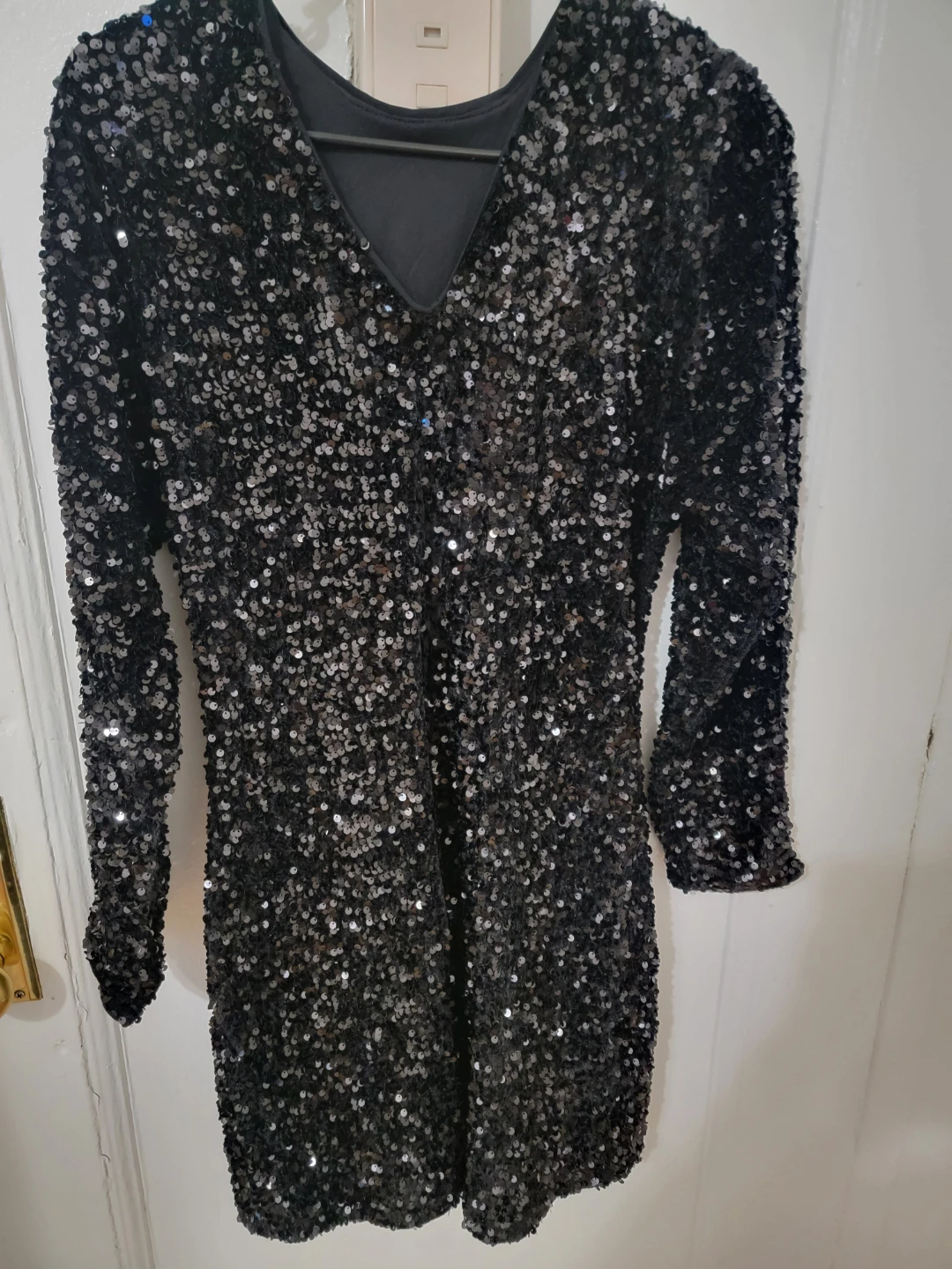 Black Sequin Long Sleeve Mini Dress - photo 2