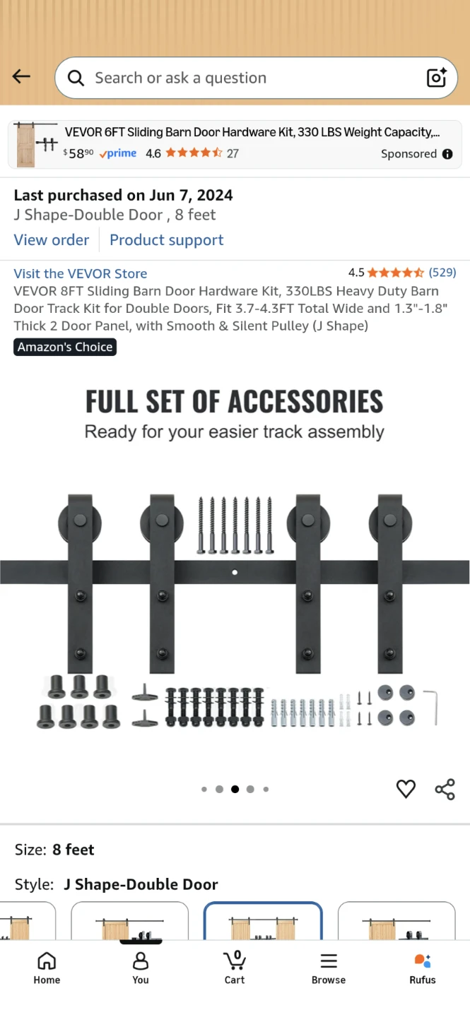 Sliding Barn Door Hardware Kit - 8ft - photo 3