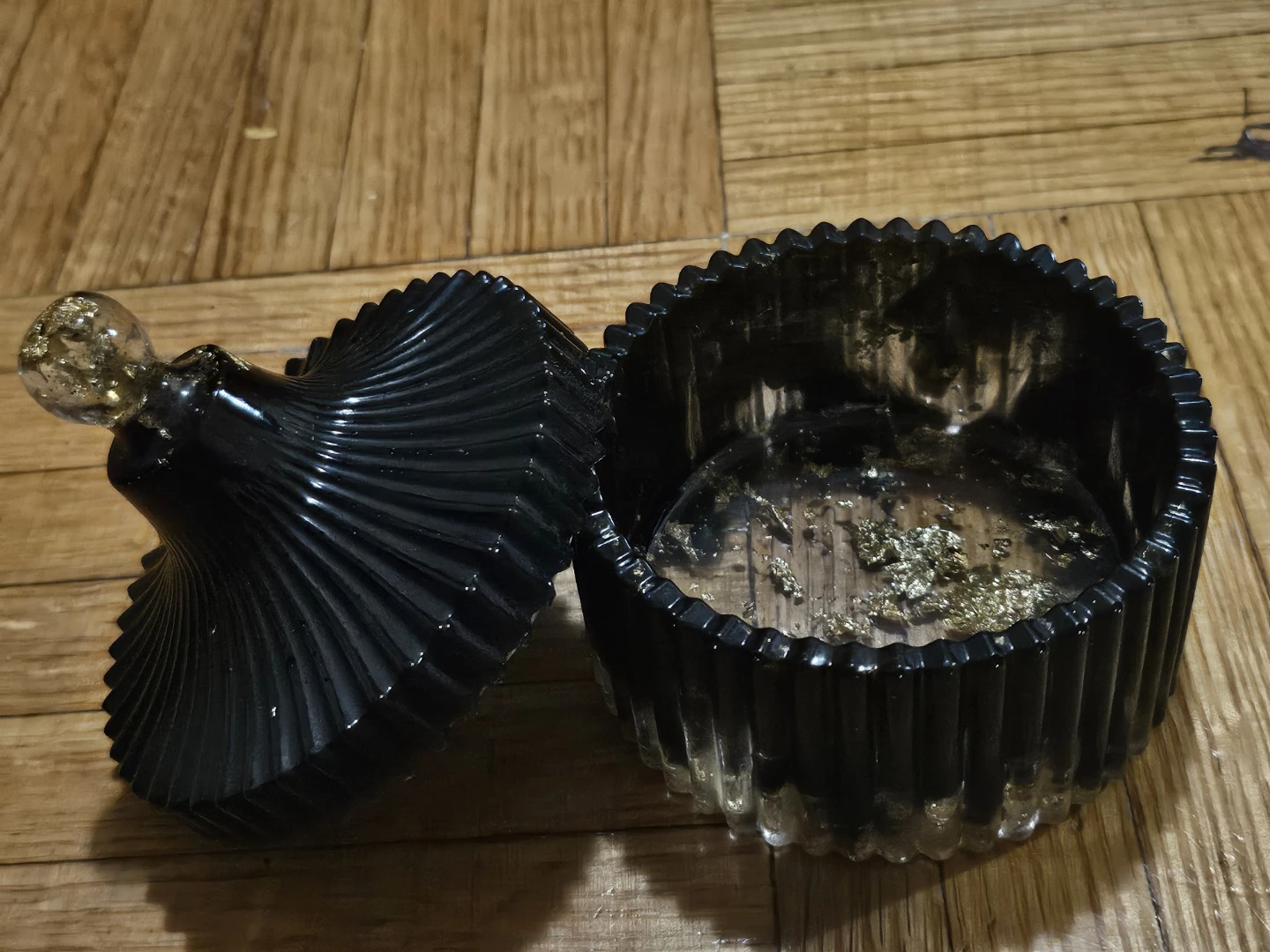 RESIN Black Decorative Jewelry Box with Lid