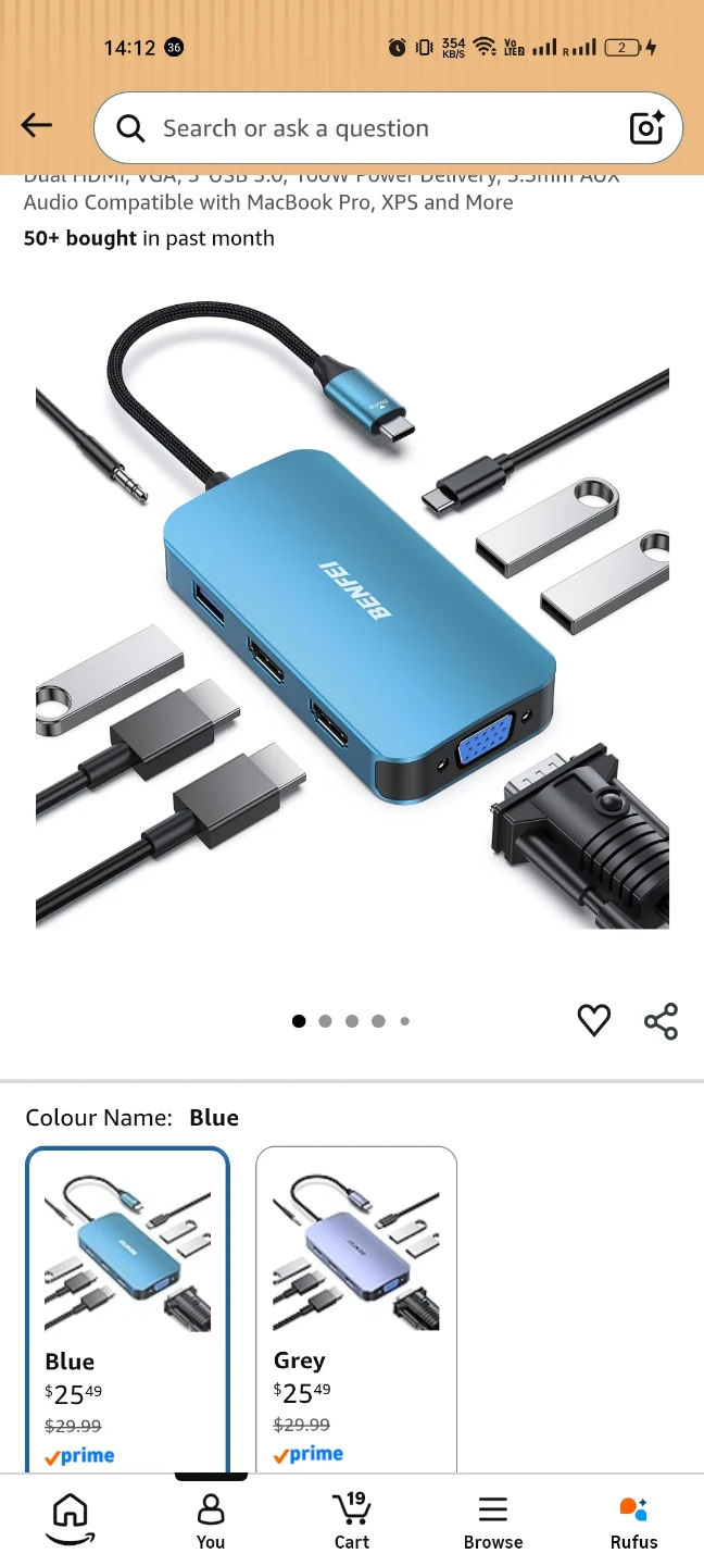 BENFEI Dual HDMI VGA USB-C Hub 100W PD