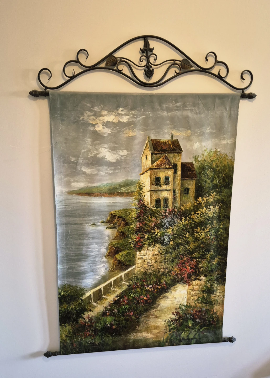 Oil Painting of a House by the Sea