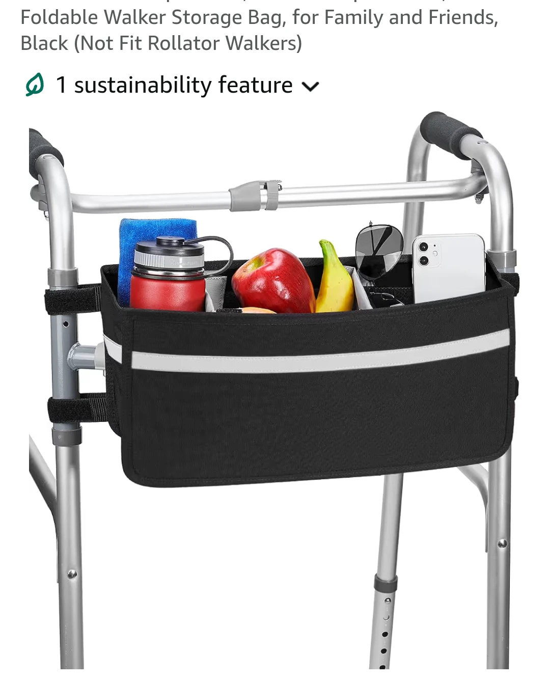 Black Foldable Walker Storage Bag and tray