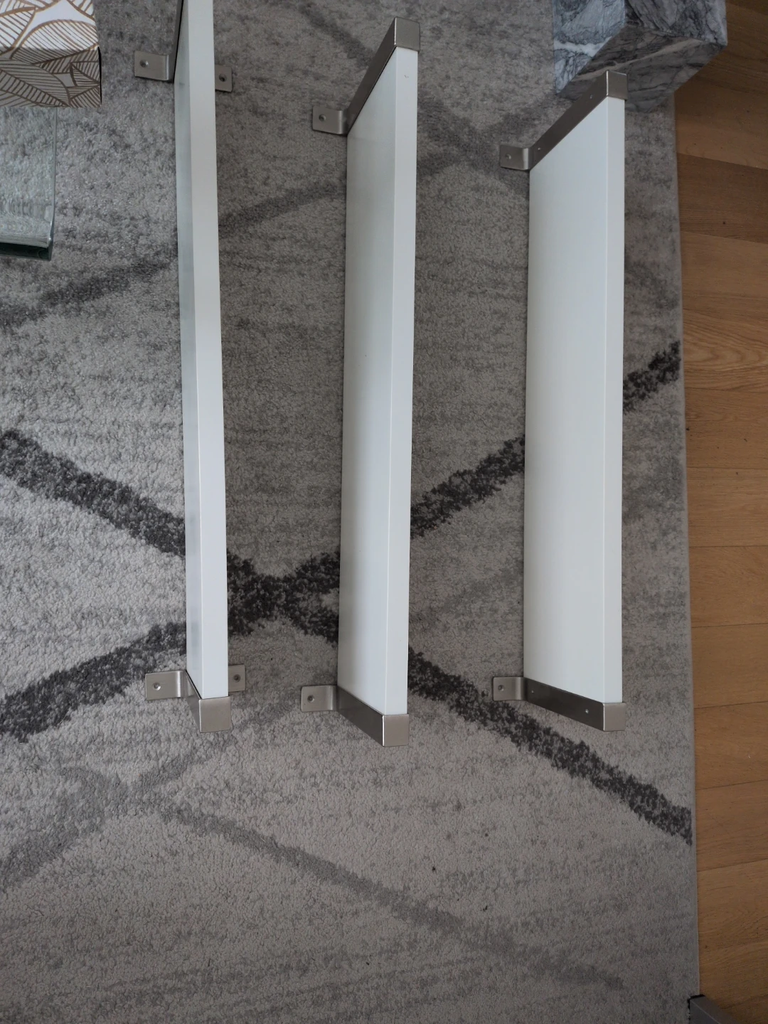White Floating Shelves with Silver Brackets (Set of 3)