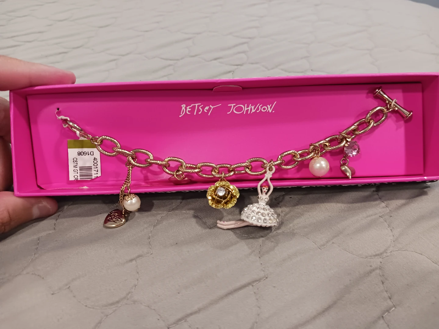 Betsey Johnson Charm Bracelet with Ballerina and Flower