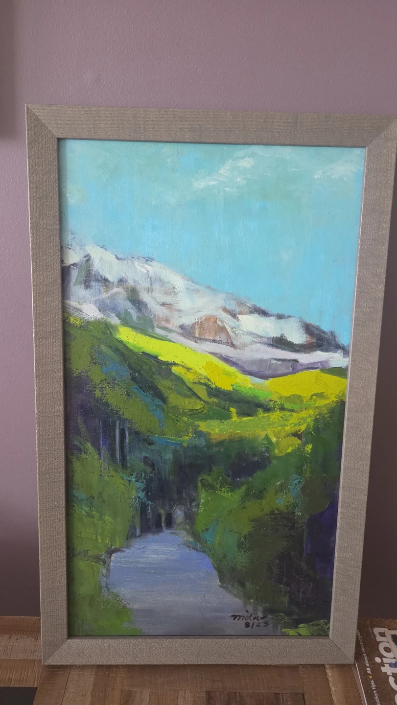 Framed Painting of Mountain Landscape