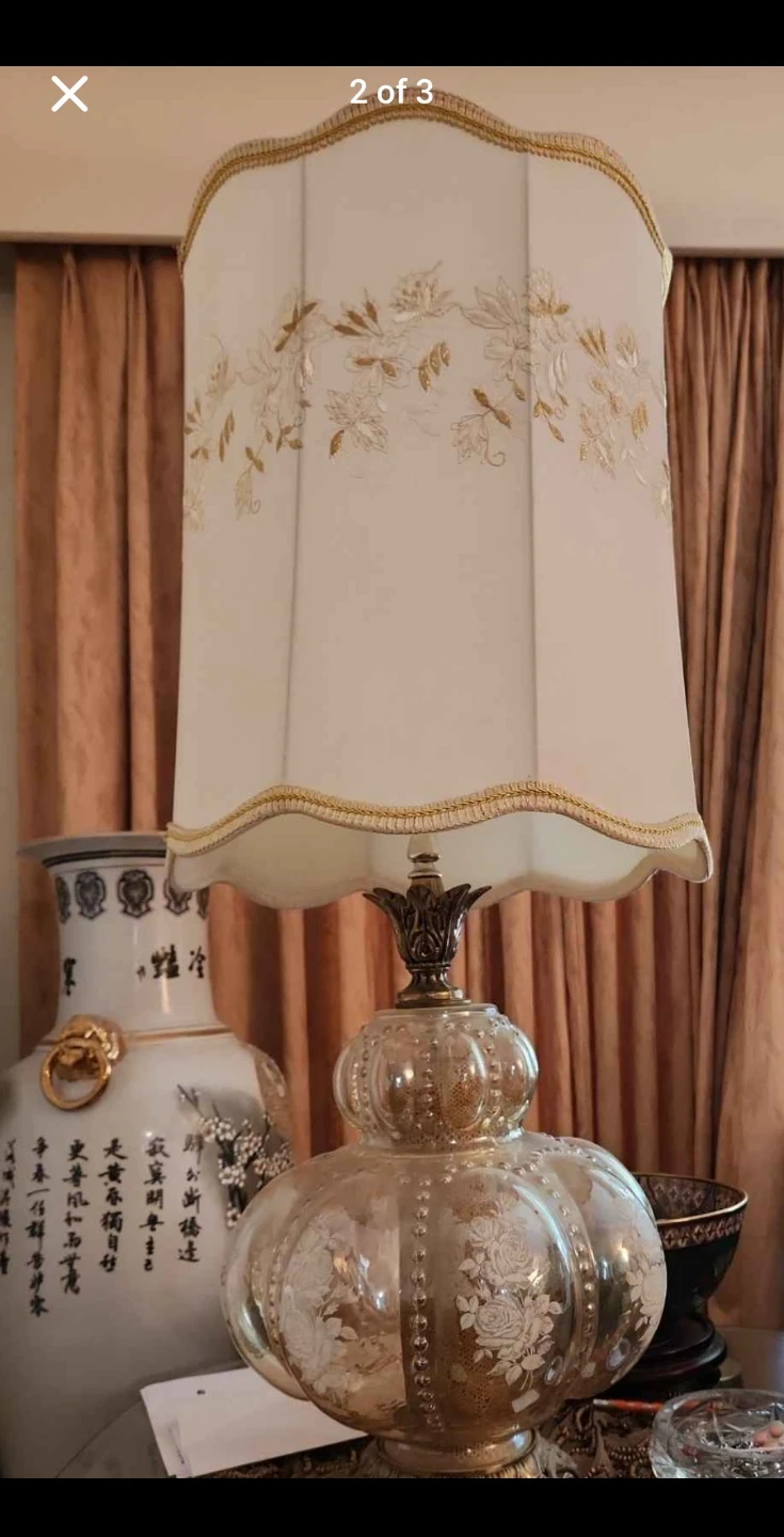 Decorative Table Lamp with Floral Shade