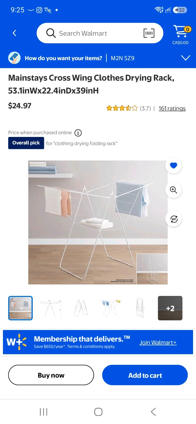 Mainstays Cross Wing Clothes Drying Rack - photo 2