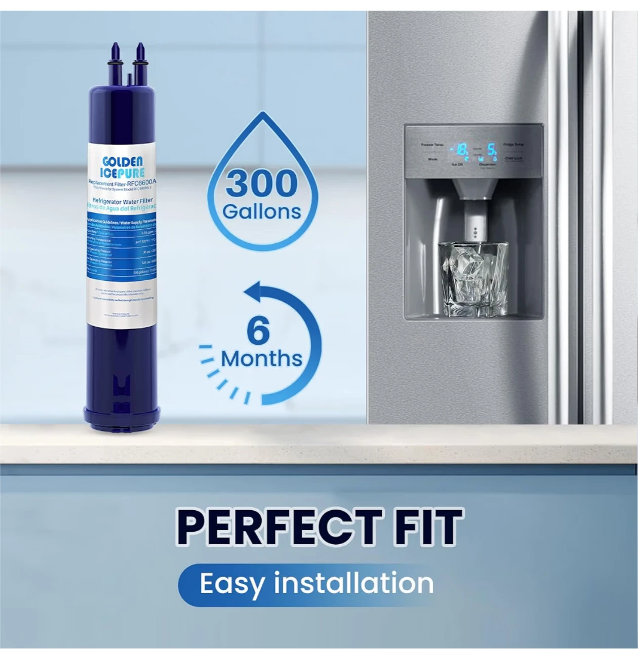GOLDEN ICEPURE Refrigerator Water Filter RFC6600A (4 pack) - photo 5