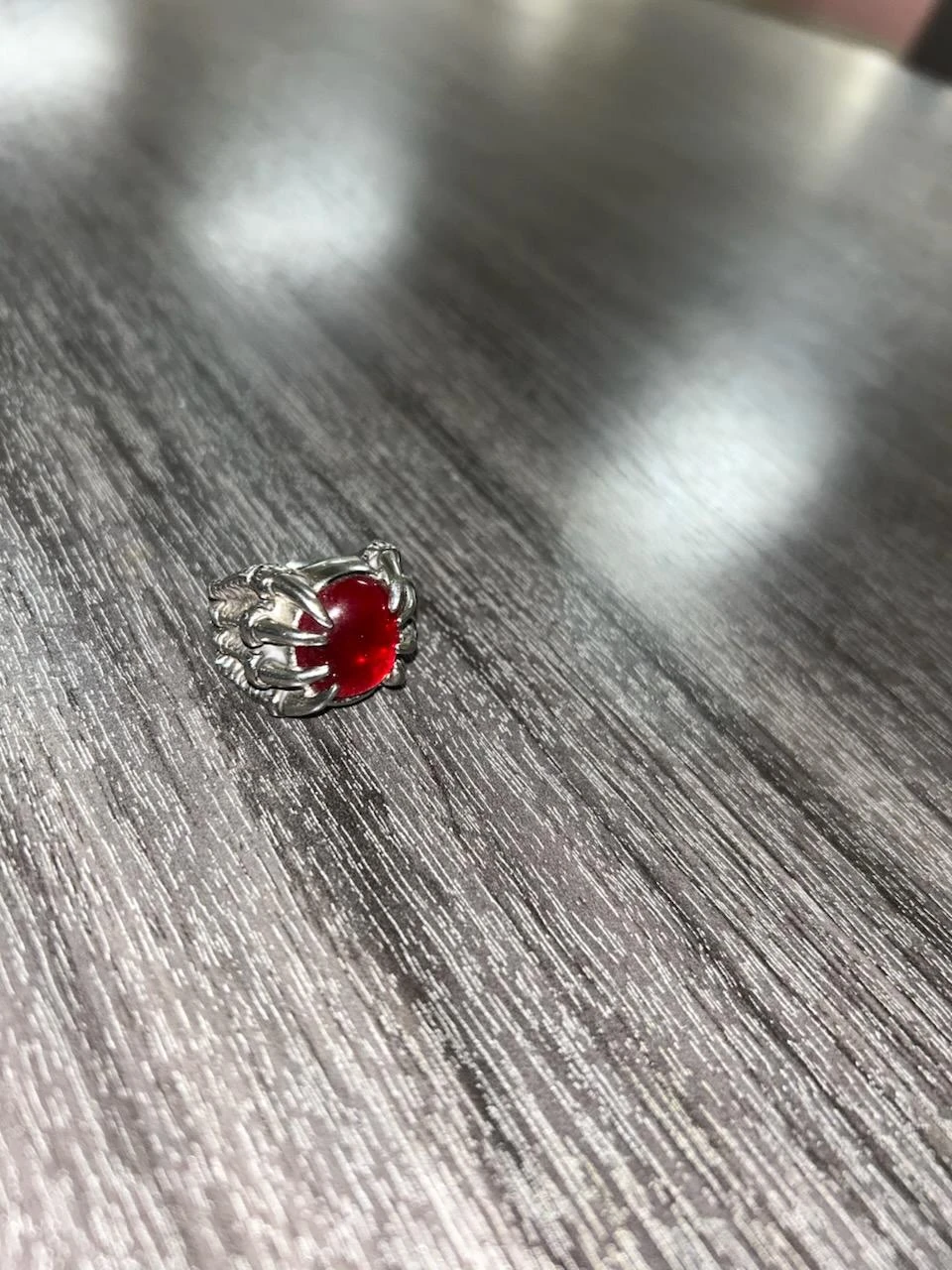 Men's Silver Ring with Red Stone