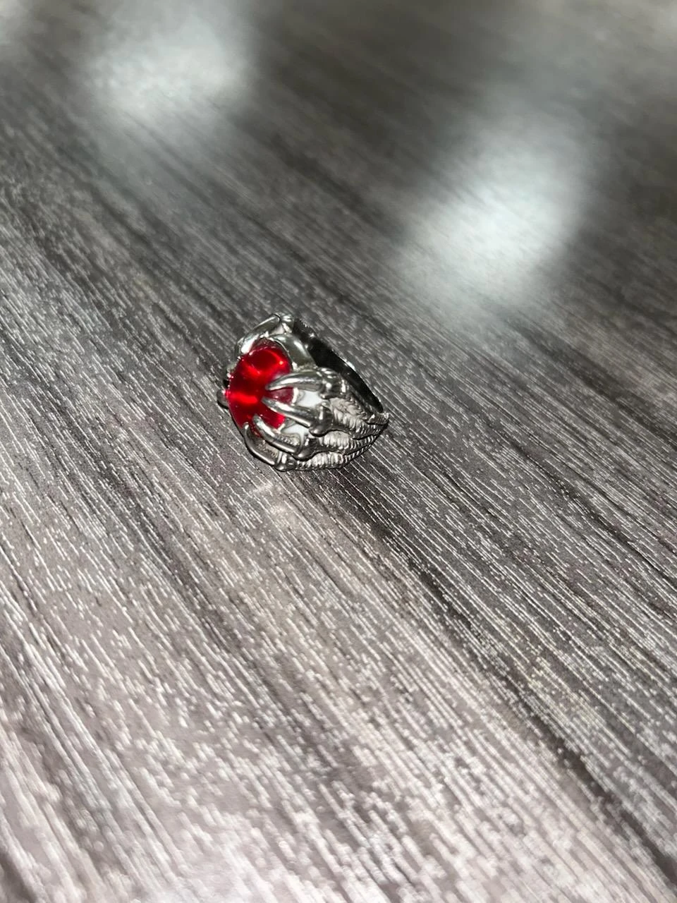 Men's Silver Ring with Red Stone - photo 3