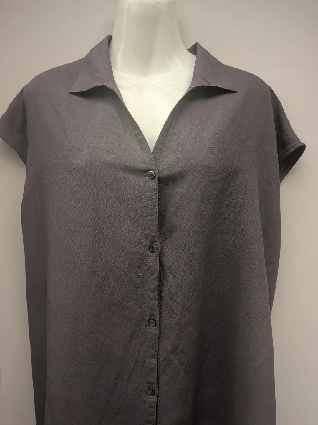 Grey Uniqlo linen blend Button-Up Shirt Dress XL - photo 2