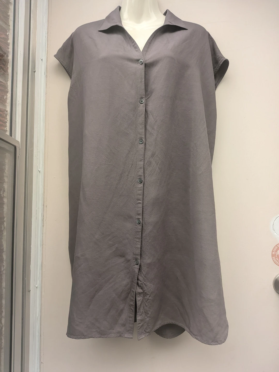 Grey Uniqlo linen blend Button-Up Shirt Dress XL - photo 3