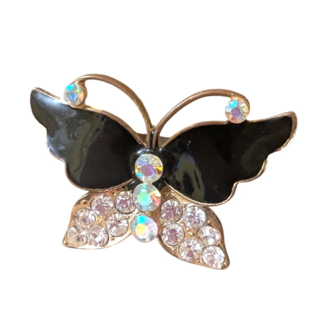 Vintage magical rhinestone & enamel  butterfly ring